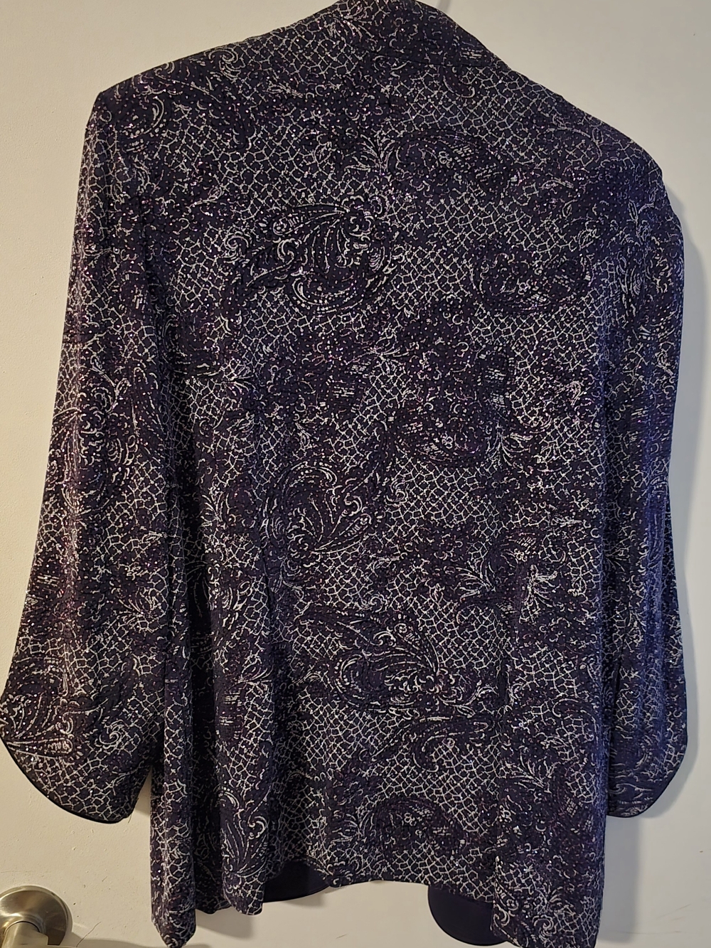 Alex Evenings Purple Patterned Open-Front Jacket - Picture 2 of 3